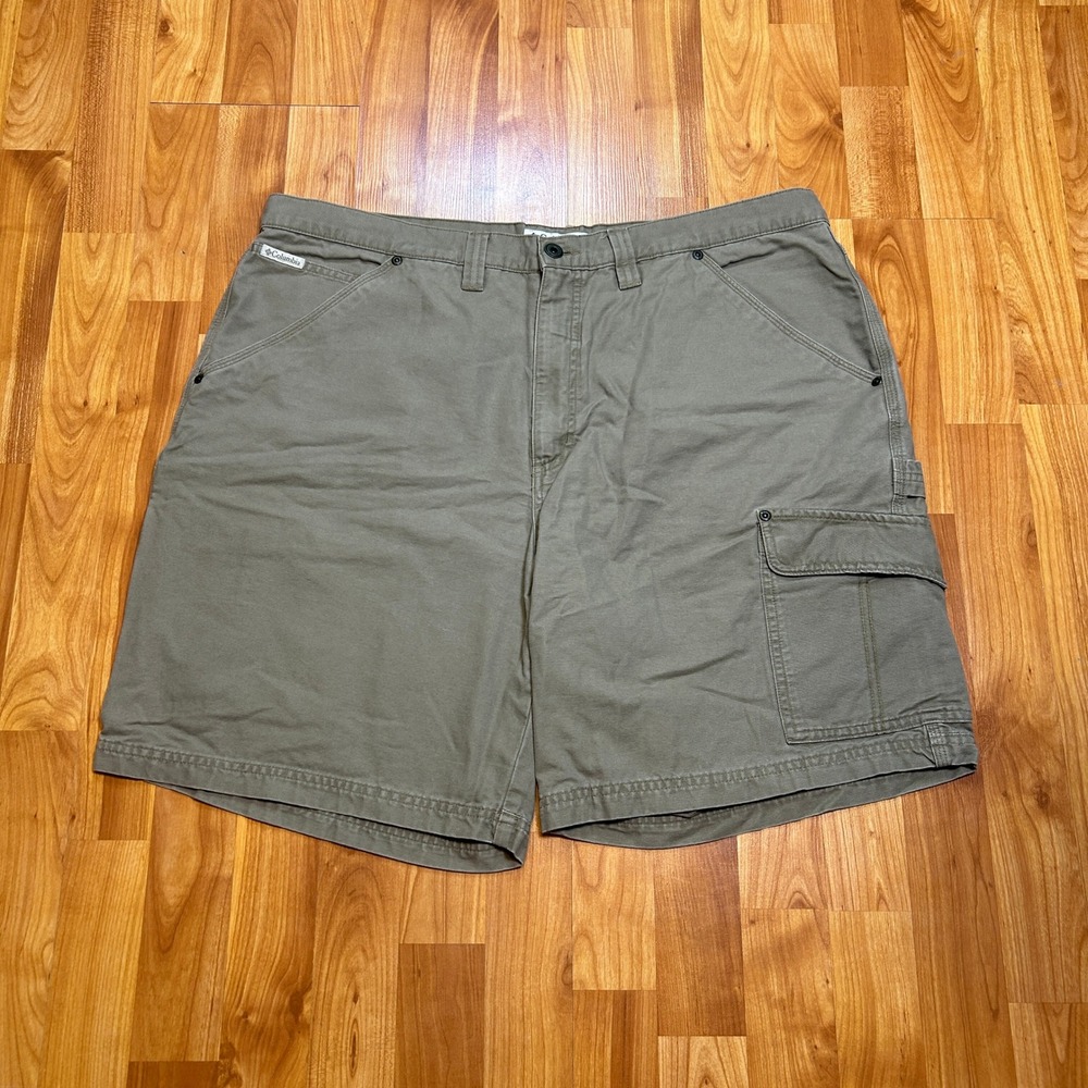Columbia Mens Carpenter Cargo Shorts Utility Workwear 40 Khaki Grey - Picture 2 of 9